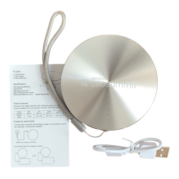 NIB Executive 6000mAh Silver Power Bank USB Portable Charger Biotech Promo - Picture 2 of 6